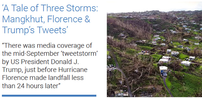 “There was media coverage of the mid-September ‘tweetstorm’ by US President Donald J. Trump, just before Hurricane Florence made landfall less than 24 hours later”