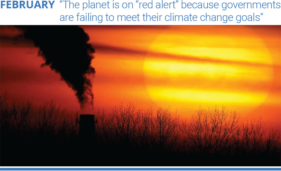 “The planet is on “red alert” because governmentsare failing to meet their climate change goals"