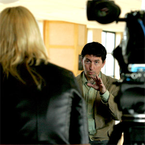 Max Boykoff being interviewed for Seventh Generation video on April 5.