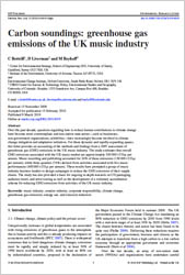 Carbon soundings: greenhouse gas emissions of the UK music industry