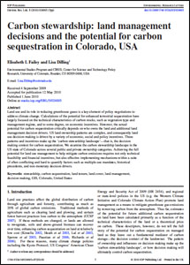 Carbon stewardship: land management decisions and the potential for carbon sequestration in Colorado, USA