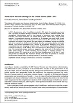 Normalized Tornado Damage in the United States: 1950–2011