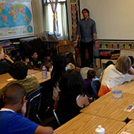 2014 Red Cross/Red Crescent Climate Centre Interns, Leslie Dodson and Drew Zackary, visited Wittier Elementary's 4th grade class in Boulder. 