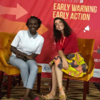 Photo Gallery by 2019 Red Cross/Red Crescent Climate Centre Junior Researcher, Sarah Posner. Coworker Kate and Sarah at the national dialogue event.