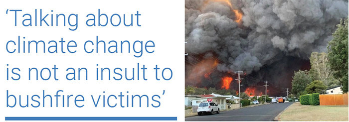 ‘Talking about climate change is not an insult to bushfire victims’
