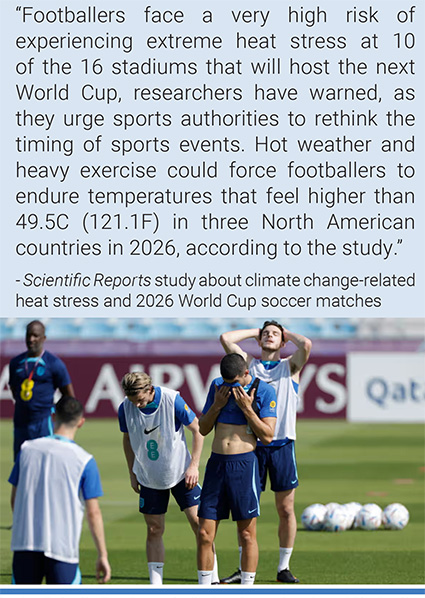 England’s footballers Conor Gallagher, Conor Coady and Declan Rice suffer during training in Qatar before the 2022 World Cup. Photo: Tom Jenkins/The Guardian.