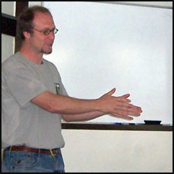 Erik Fisher giving a talk, June 2009