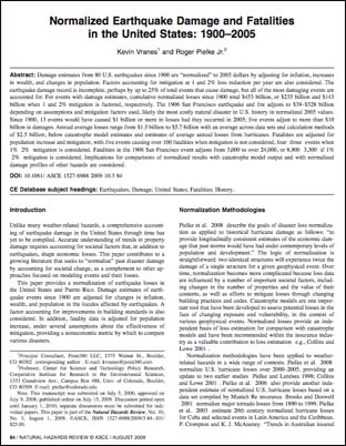 Normalized Earthquake Damage and Fatalities in the United States: 1900 - 2005