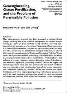 Geoengineering, Ocean Fertilization, and the Problem of Permissible Pollution