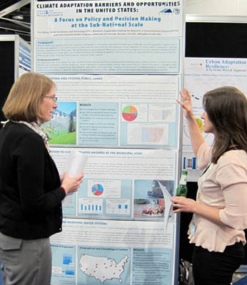 Lisa Dilling (left) presenting poster at Planet Under Pressure Conference, March 2012 