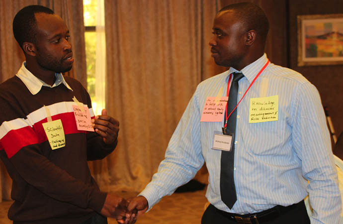 Zambia Red Cross employees participate in a climate meet-up. Photo: Bettina Koelle.