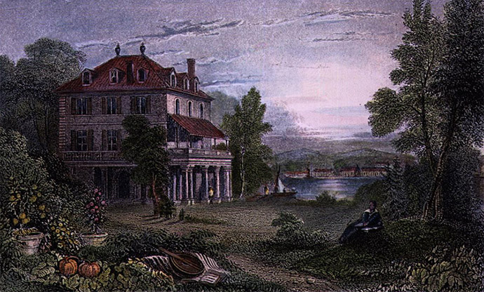 Depiction of the summer of 1816 , The house where Frankenstein was created.
Photograph reproduction of a 1933 steel engraving, The Granger Collection, New York.