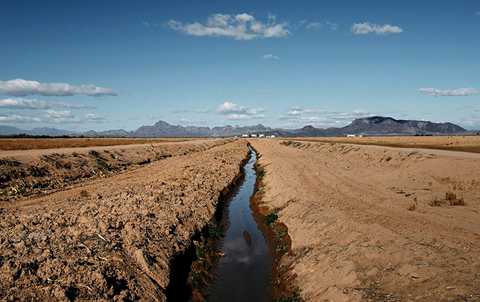 An irrigation ditch in Arizona’s Harquahala Valley. Photo: Bryan Schutmaat.