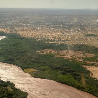 Photo Gallery by 2019 Red Cross/Red Crescent Climate Centre Junior Researcher, Sarah Posner. The Turkwell river that runs through the city of Lodwar.