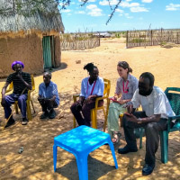 Photo Gallery by 2019 Red Cross/Red Crescent Climate Centre Junior Researcher, Sarah Posner. Sarah (center) with her supervisor Rakodia (left) and translator (right).