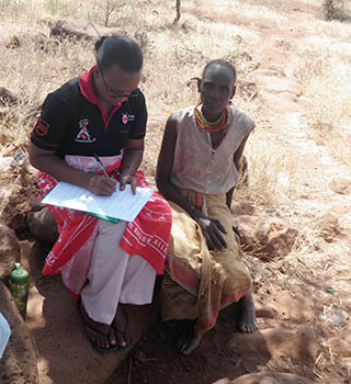 Volunteer conducting an interview